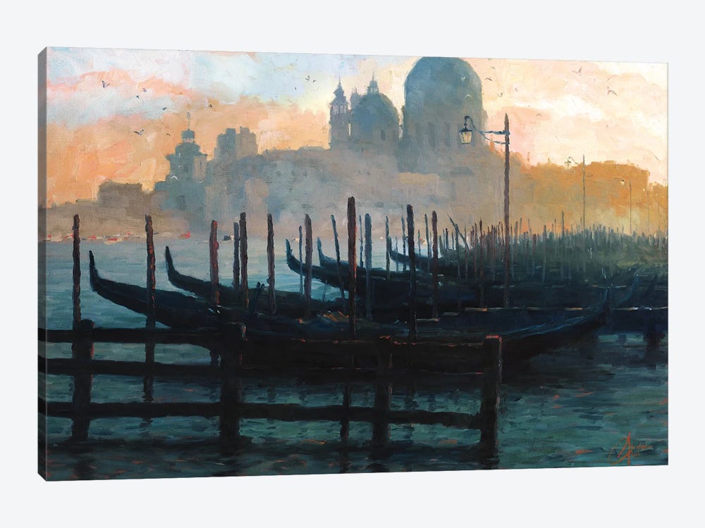 Venice, Italy - Sunset Gondolas II by Christopher Clark 1-piece Canvas Wall Art