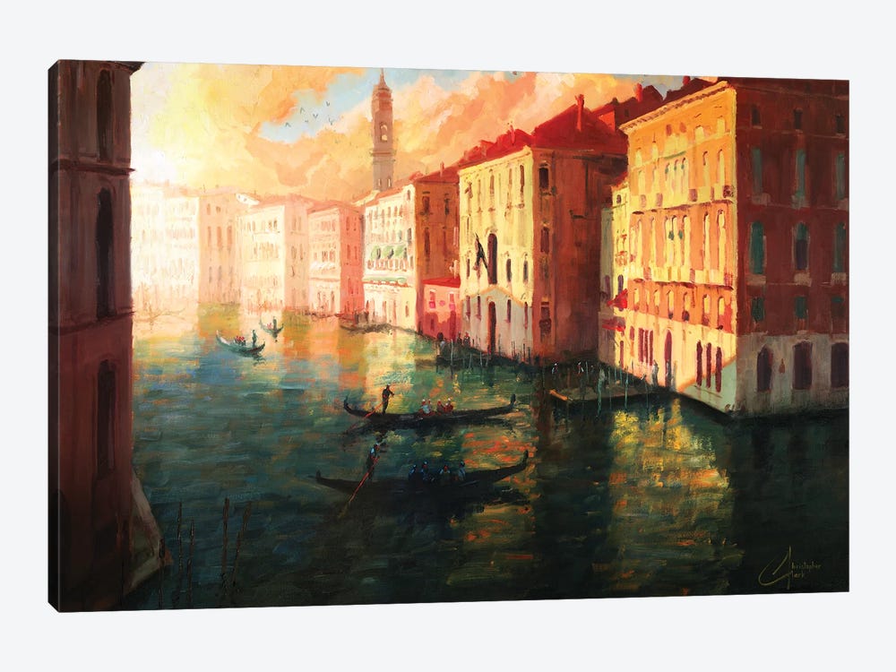 Venice, Italy – The Grand Canal At Sunset by Christopher Clark 1-piece Canvas Art Print