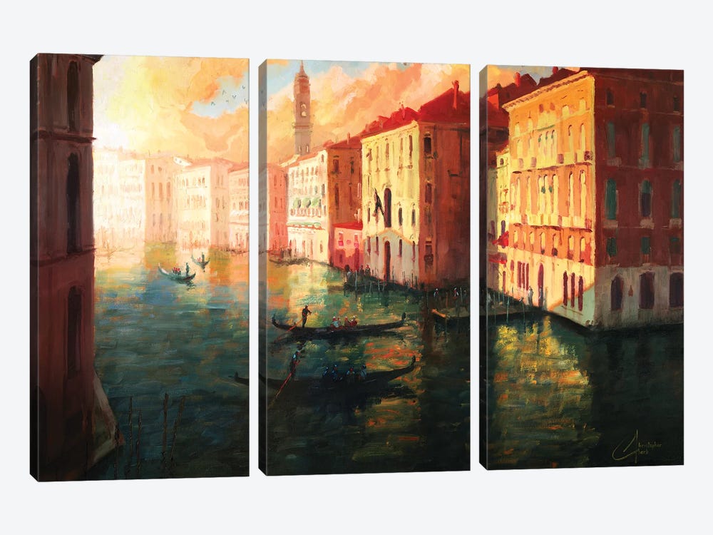 Venice, Italy – The Grand Canal At Sunset by Christopher Clark 3-piece Art Print