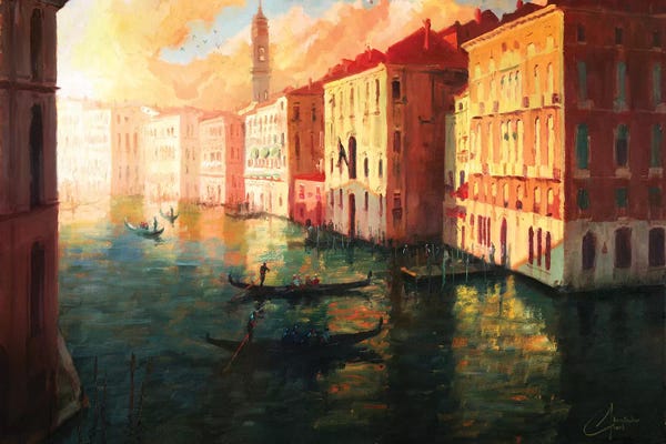 Christopher Clark: Venice, Italy – The Grand Canal At Sunset by Christopher Clark