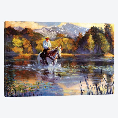 Wading Upsream Canvas Print #CCK87} by Christopher Clark Canvas Print