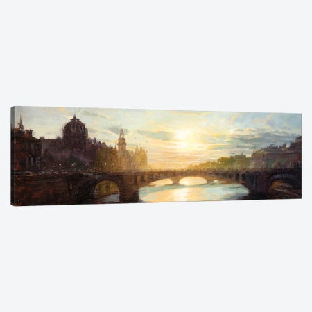 Paris - Sunset Over The Seine Canvas Print #CCK91} by Christopher Clark Canvas Art Print