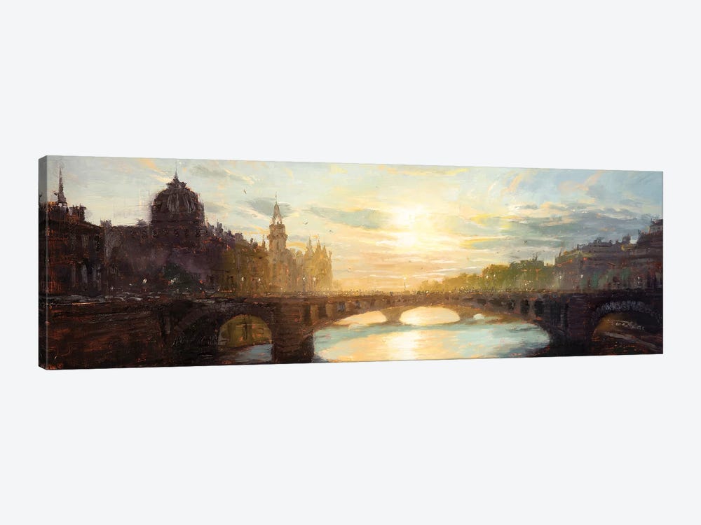 Paris - Sunset Over The Seine by Christopher Clark 1-piece Canvas Artwork