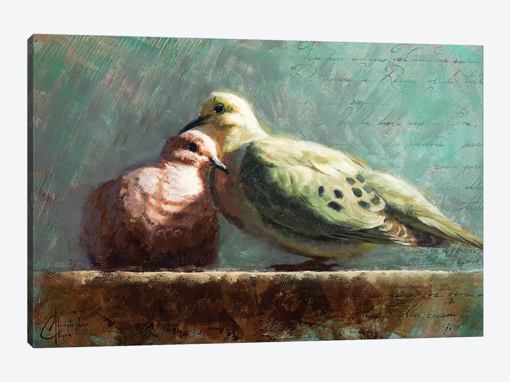 Doves In Love by Christopher Clark 1-piece Canvas Wall Art