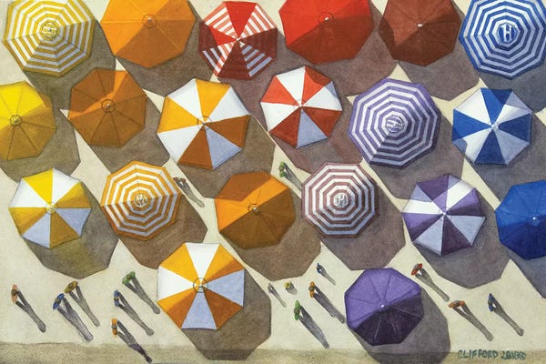 Umbrellas: Overhead Beach by Cory Clifford