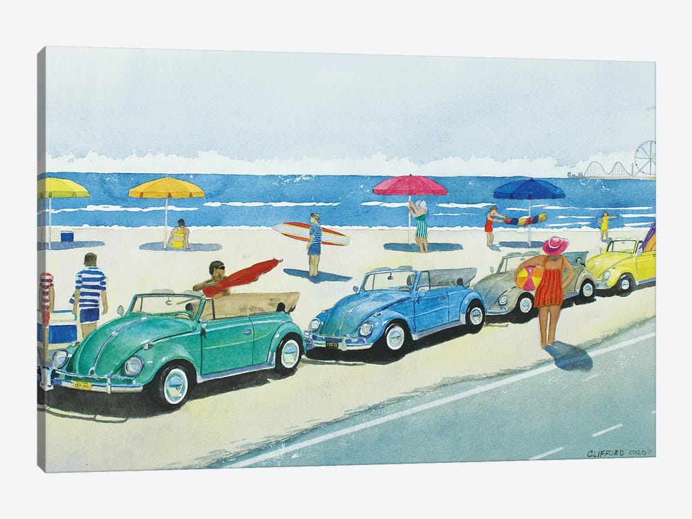 Retro Beetle Beach by Cory Clifford 1-piece Canvas Print
