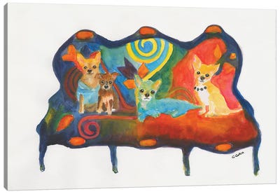 Chihuahua Trio Canvas Art Print - Connie Collum