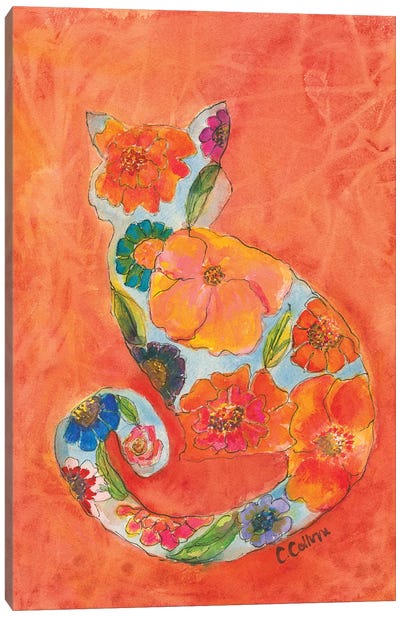 Fleur Cat Canvas Art Print - Connie Collum