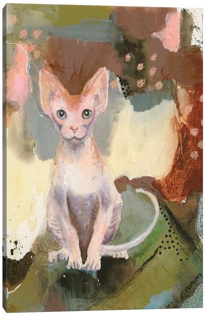 Forest Sphynx Canvas Art Print - Hairless Cat Art