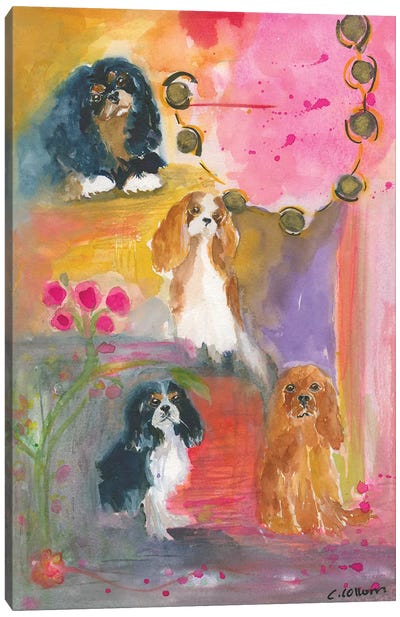 Always In The Middle Canvas Art Print - Spaniels