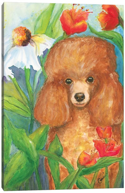Garden Poodle Canvas Art Print