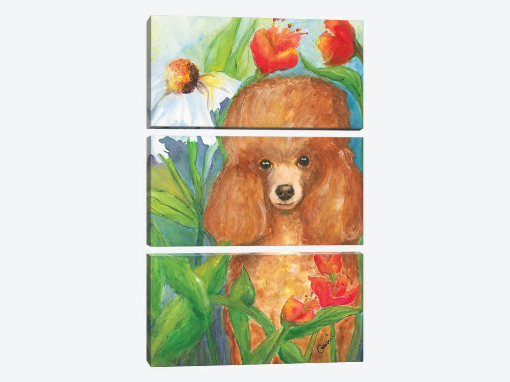 Garden Poodle by Connie Collum 3-piece Canvas Wall Art