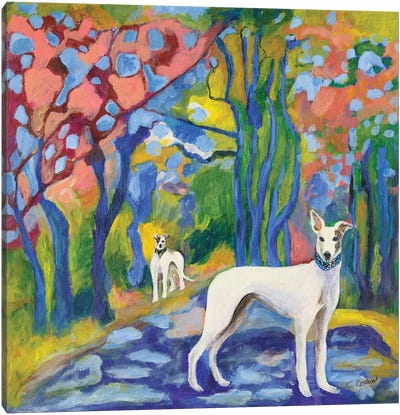 Greyhound Stroll Canvas Art Print - Greyhound Art