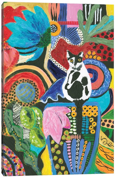 Moo Cat Mingle Canvas Art Print - Connie Collum