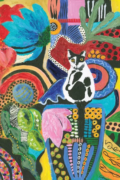 Colorful Abstracts: Moo Cat Mingle by Connie Collum