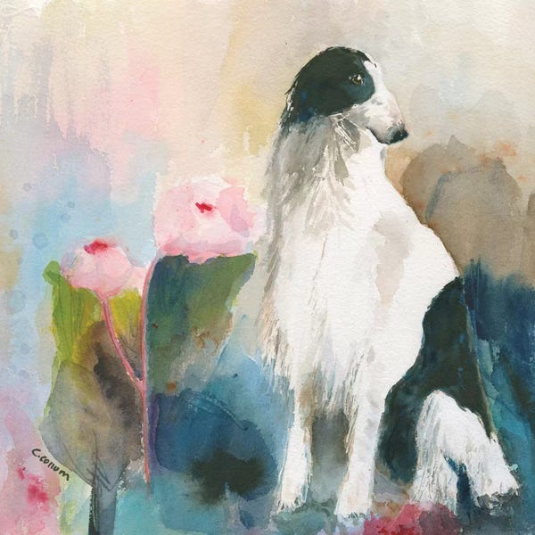 Connie Collum: My Borzoi In My Garden by Connie Collum