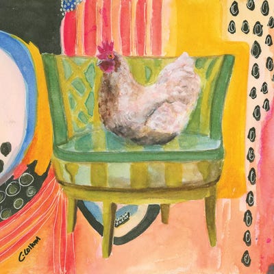 Parlor Hen by Connie Collum framed canvas print