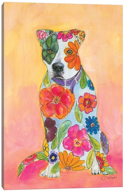 Pit Bulls Are Love Canvas Art Print - Embellished Animals