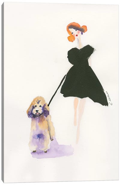 Poodle Walk Canvas Art Print - Connie Collum