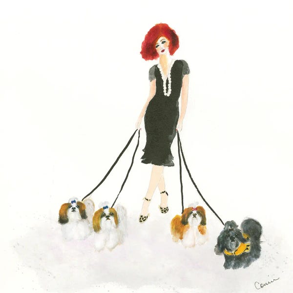 Shih Tzus: Shih Tzu Stroll by Connie Collum