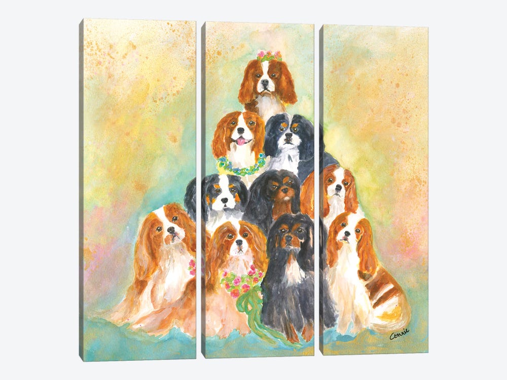 A Bunch Of Cavaliers by Connie Collum 3-piece Canvas Art