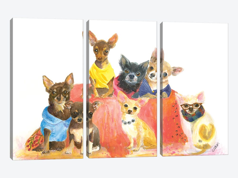 Chihuahuas Have My Heart by Connie Collum 3-piece Art Print