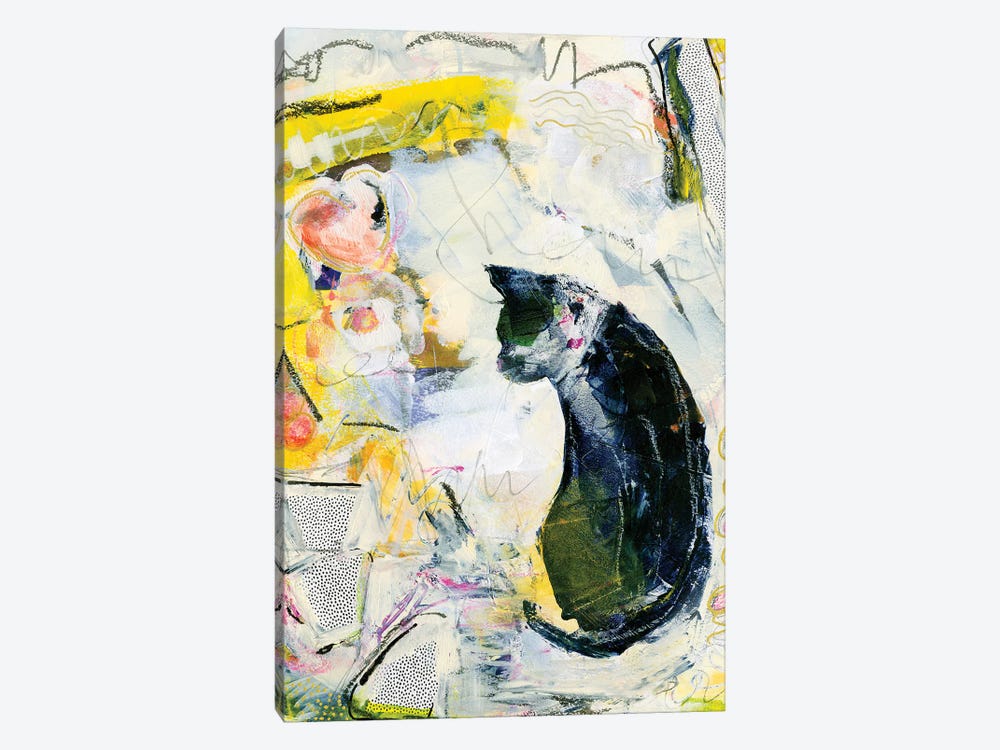 Black Cat In Abstract by Connie Collum 1-piece Canvas Art