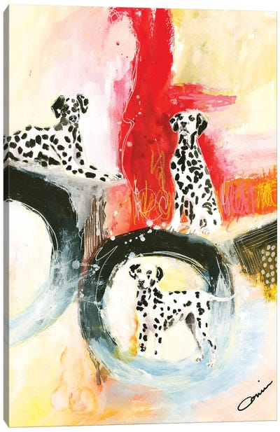 Dalmatian Trio Canvas Art Print - Dalmatian Art