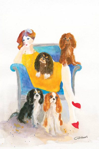 Cavalier Lady In Blue Chair by Connie Collum acrylic art print