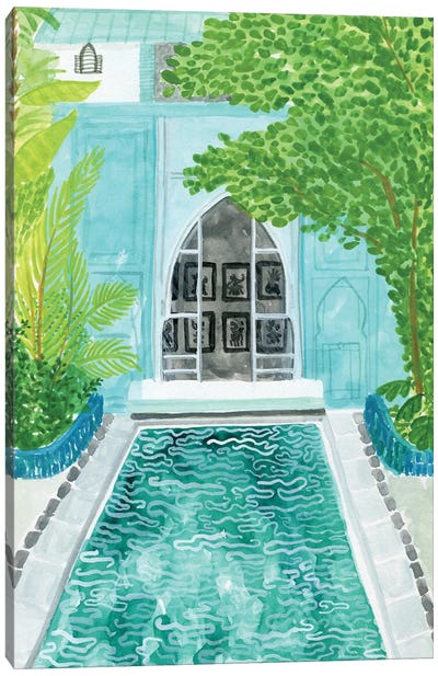 Blue Riad Canvas Art Print - Swimming Pool Art