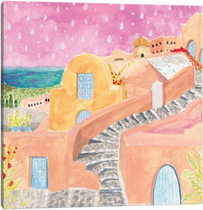 Santorini Canvas Art Print - Caroline Chessia