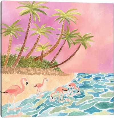 Flamingos Canvas Art Print - Caroline Chessia