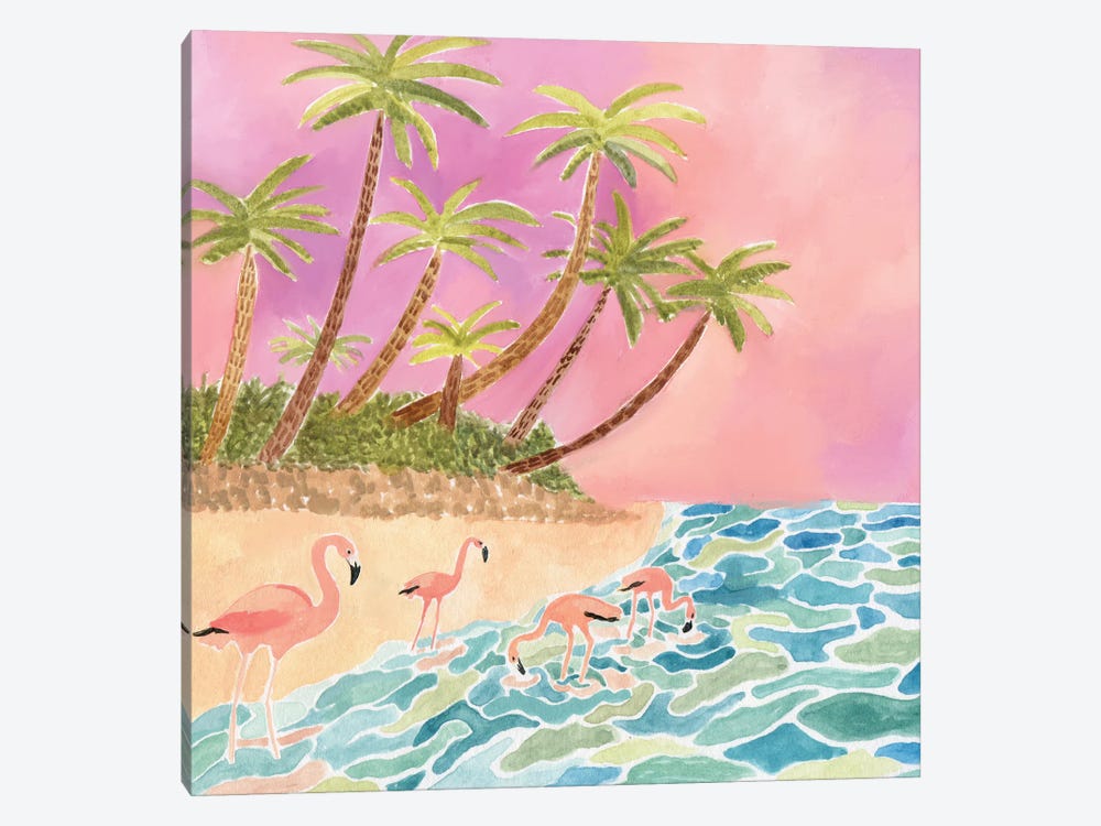 Flamingos by Caroline Chessia 1-piece Canvas Print