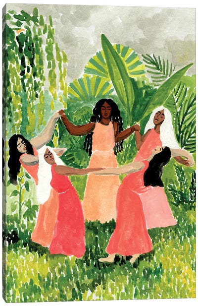 Beltane Dance Circle Canvas Art Print - Caroline Chessia