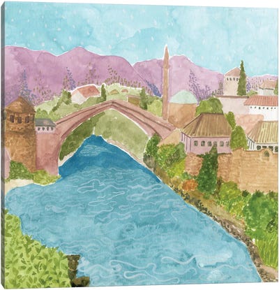 Mostar Canvas Art Print - Turquoise Art