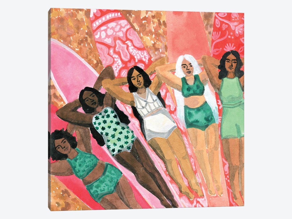 Surfer Girls by Caroline Chessia 1-piece Canvas Print