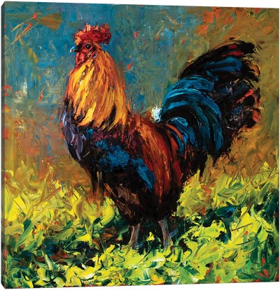 Luckenbach Strut Canvas Art Print - Chicken & Rooster Art