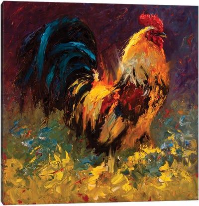 Color My World II Canvas Art Print - Chicken & Rooster Art