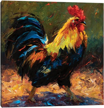 Running Rooster Canvas Art Print - Chicken & Rooster Art