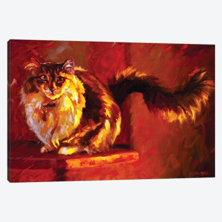 Cat On The Ledge Canvas Print #CCT72} by Cheri Christensen Canvas Artwork