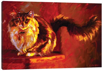 Cat On The Ledge Canvas Art Print - Cheri Christensen