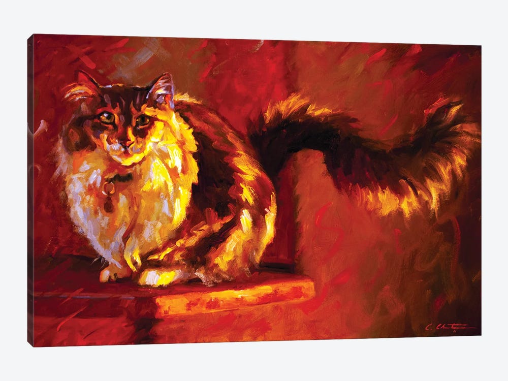 Cat On The Ledge by Cheri Christensen 1-piece Canvas Wall Art