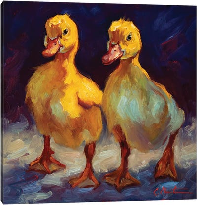 Duckling Double Canvas Art Print - Golden Hour Animals