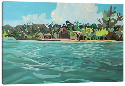 The Hut On The Beach Canvas Art Print - I Can't Believe it's Not Digital