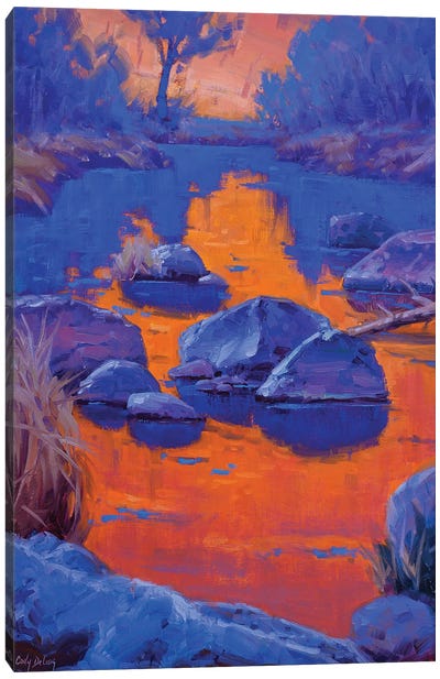 Study In Orange And Blue Canvas Art Print - Fire & Ice
