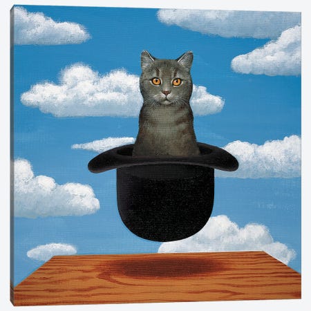 Magritte Cat Canvas Print #CDI2} by Chameleon Design, Inc. Canvas Wall Art