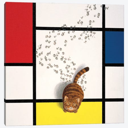 Mondrian Cat Canvas Print #CDI5} by Chameleon Design, Inc. Canvas Print