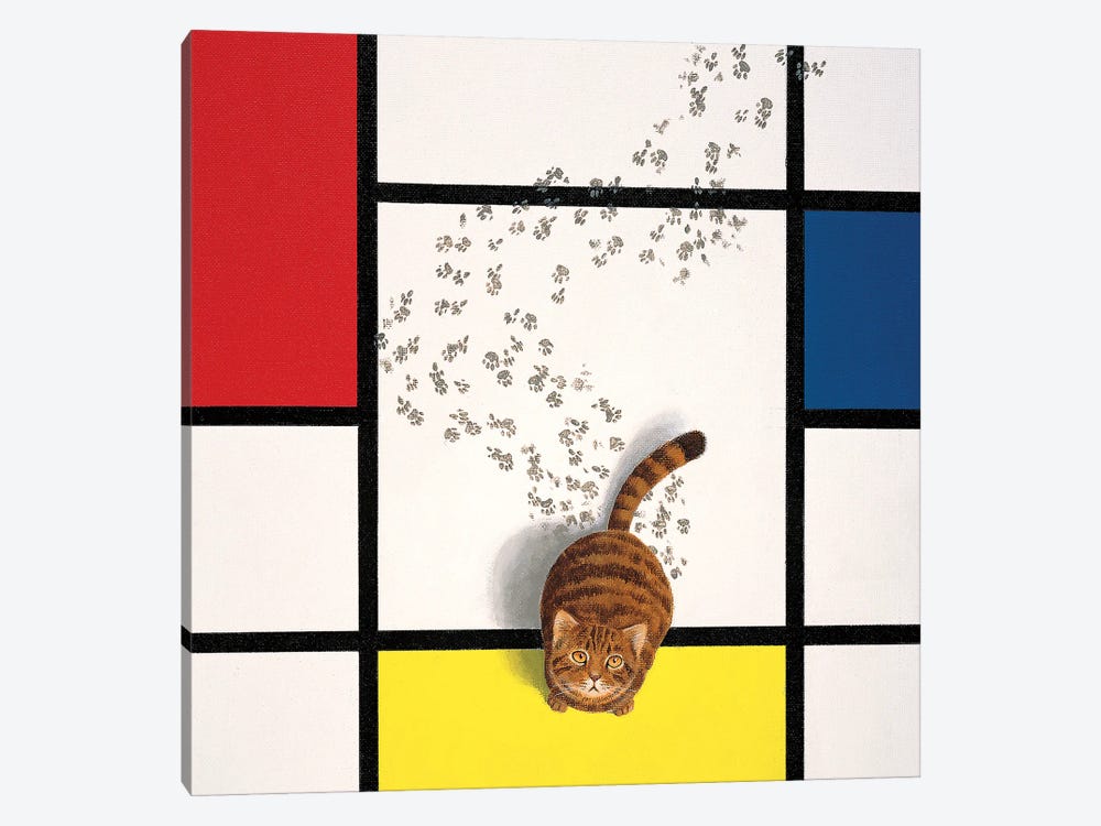 Mondrian Cat by Chameleon Design, Inc. 1-piece Canvas Art