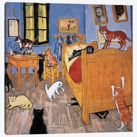 Van Gogh Arles Cat Canvas Print #CDI8} by Chameleon Design, Inc. Canvas Artwork