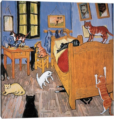 Van Gogh Arles Cat Canvas Art Print - Re-Imagined Masters